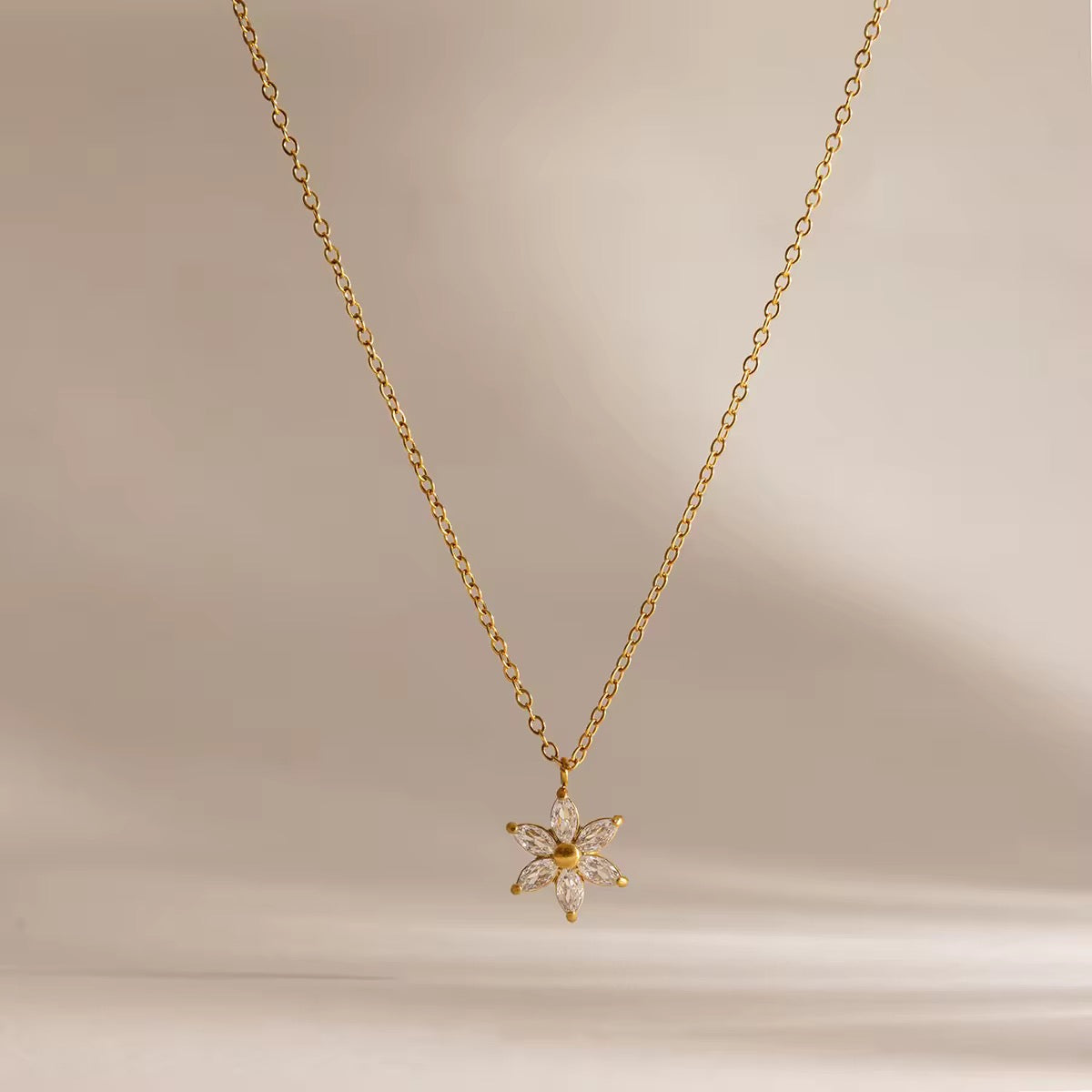 Golden Blossom Flower Necklace for Women | Gold Coated Waterproof Crystal Pendant Necklace
