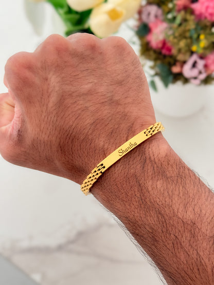 Glamon Personalized Name Engraved Bracelet for Men – Custom Gold Coated Bracelet Gift for Boyfriend Sri Lanka