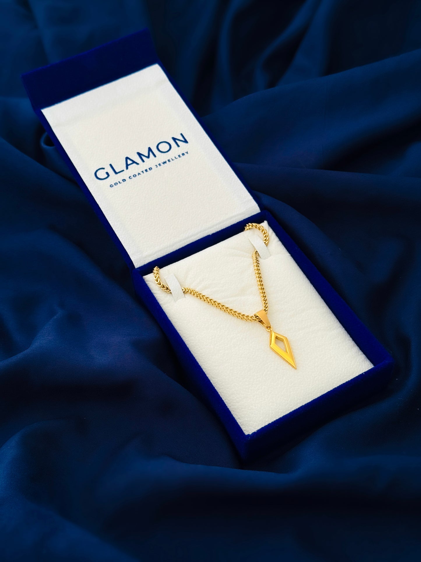 Glamon Vertex Gold Coated Pendant Necklace for Men with Premium Franco Chain in Luxury Gift Box