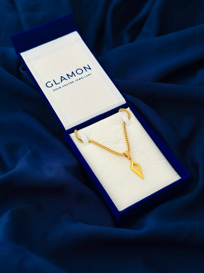 Glamon Vertex Gold Coated Pendant Necklace for Men with Premium Franco Chain in Luxury Gift Box