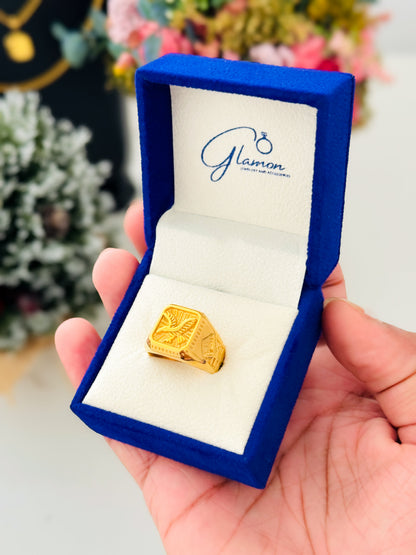 Glamon Royal Eagle Signet Ring for Men | Luxury Gold 316L Stainless Steel Ring
