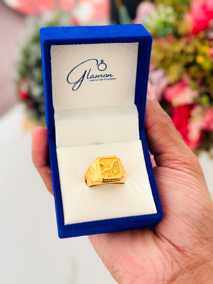 Glamon Royal Eagle Signet Ring for Men | Luxury Gold 316L Stainless Steel Ring