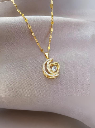 Glamon Moon Heart Pendant Necklace For Girls