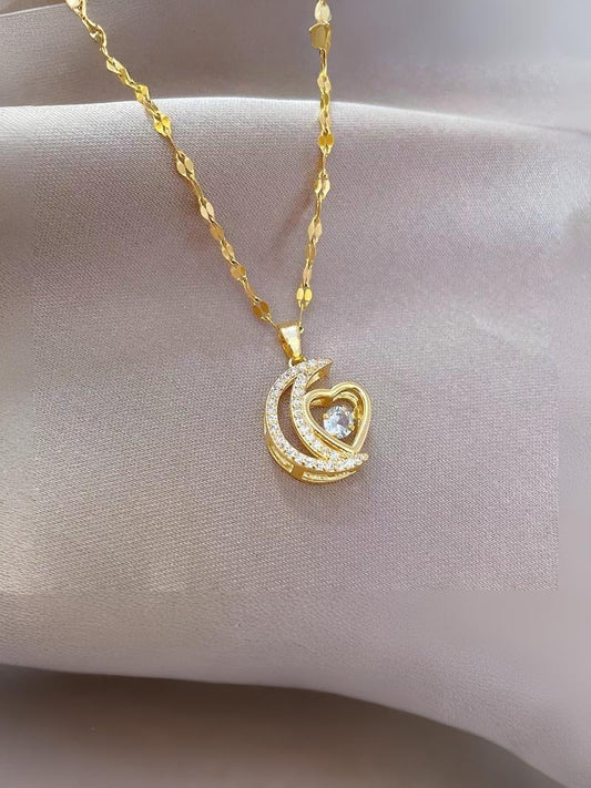Glamon Moon Heart Pendant Necklace For Girls
