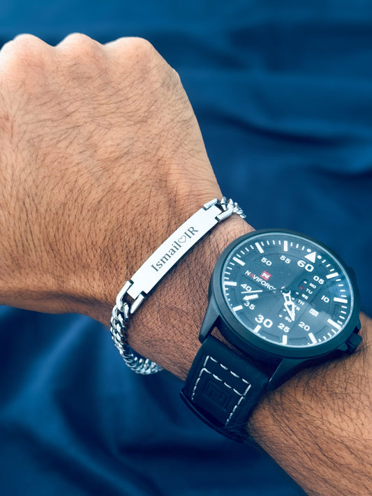 Name Bracelet For Boys - Latest Design - High Quality Finishing - SILVER - Gift For Men