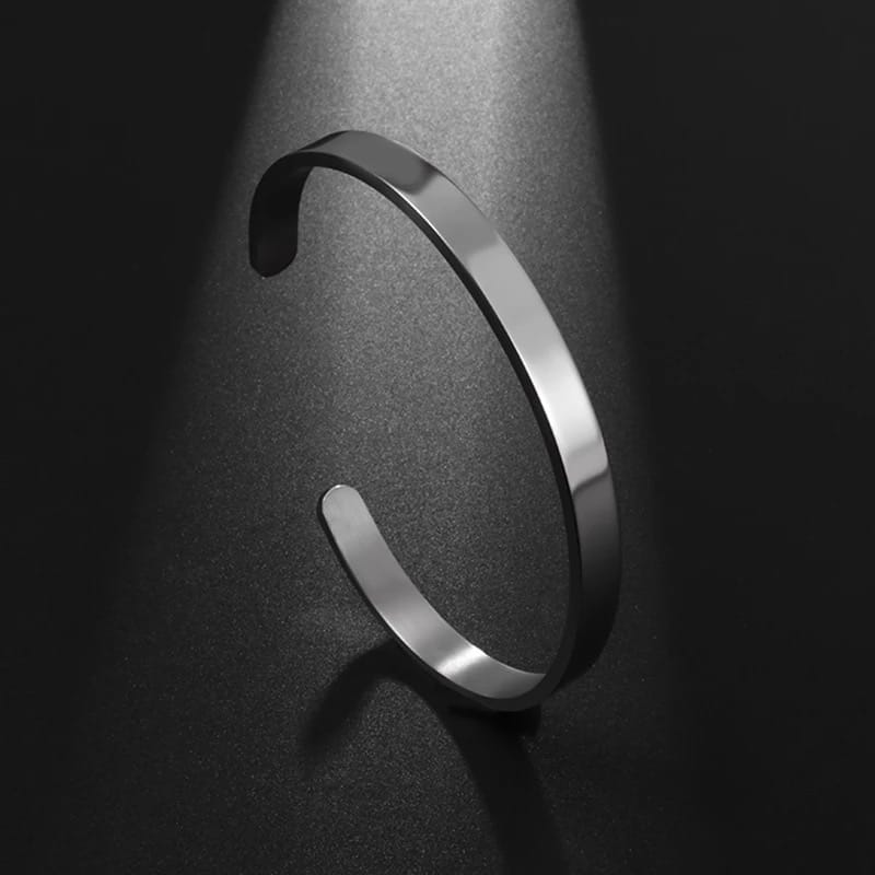 Glamon 6mm Oval Shape Cuff Bangle Stainless Steel Silver Bracelet for Men Women