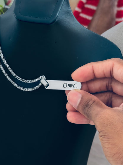 Glamon Wheat Chain With Customized Name Pendant -SILVER