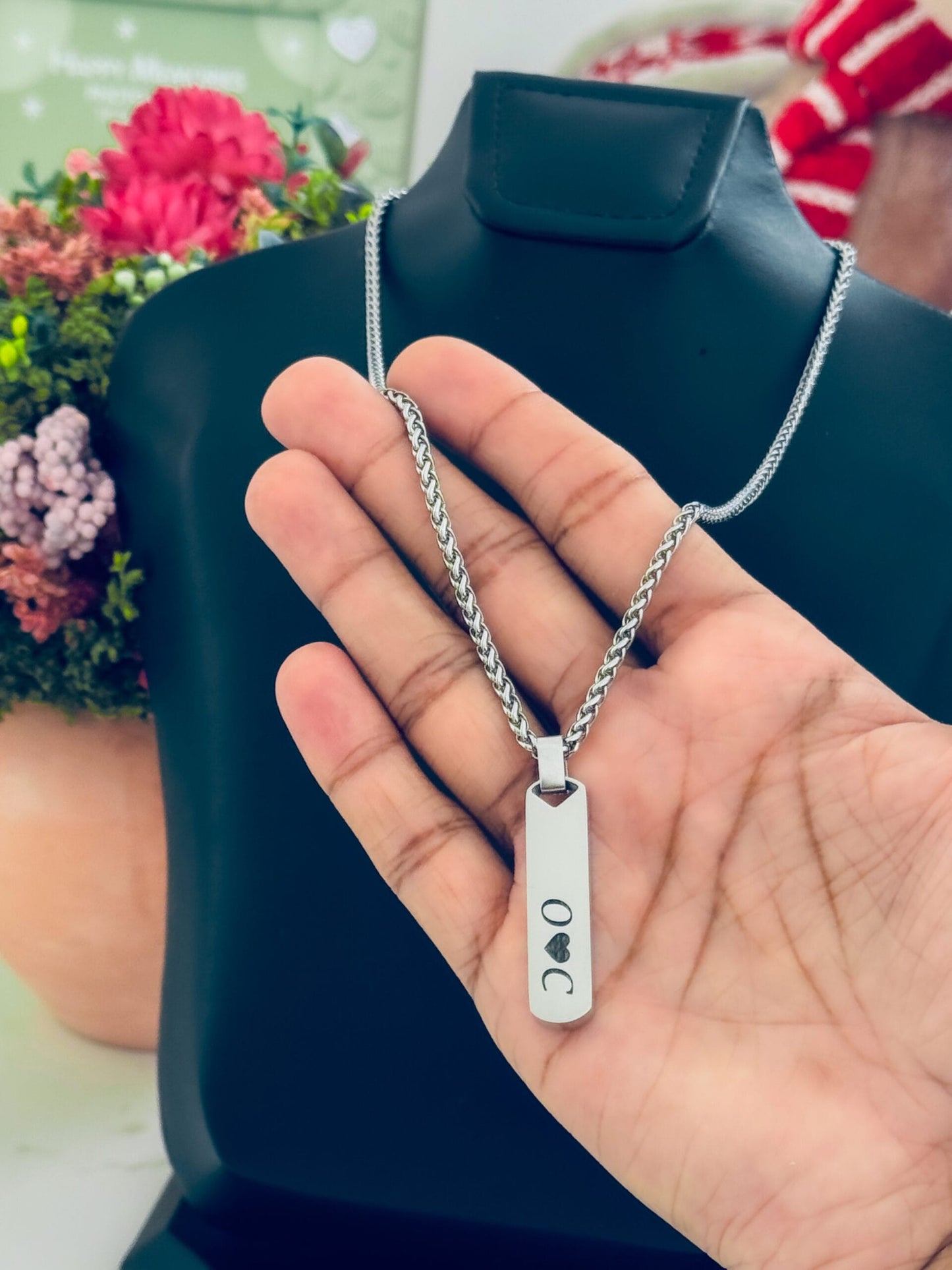 Glamon Wheat Chain With Customized Name Pendant -SILVER