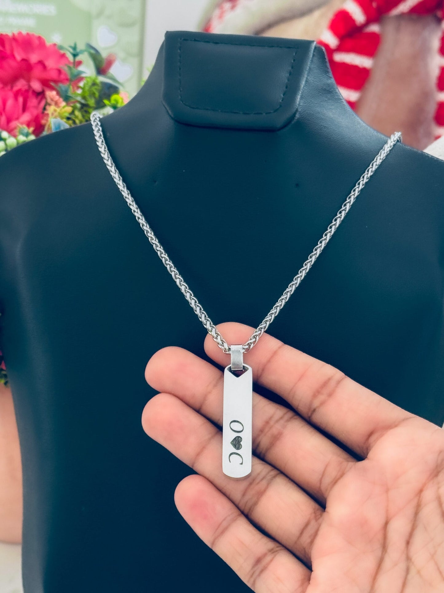 Glamon Wheat Chain With Customized Name Pendant -SILVER