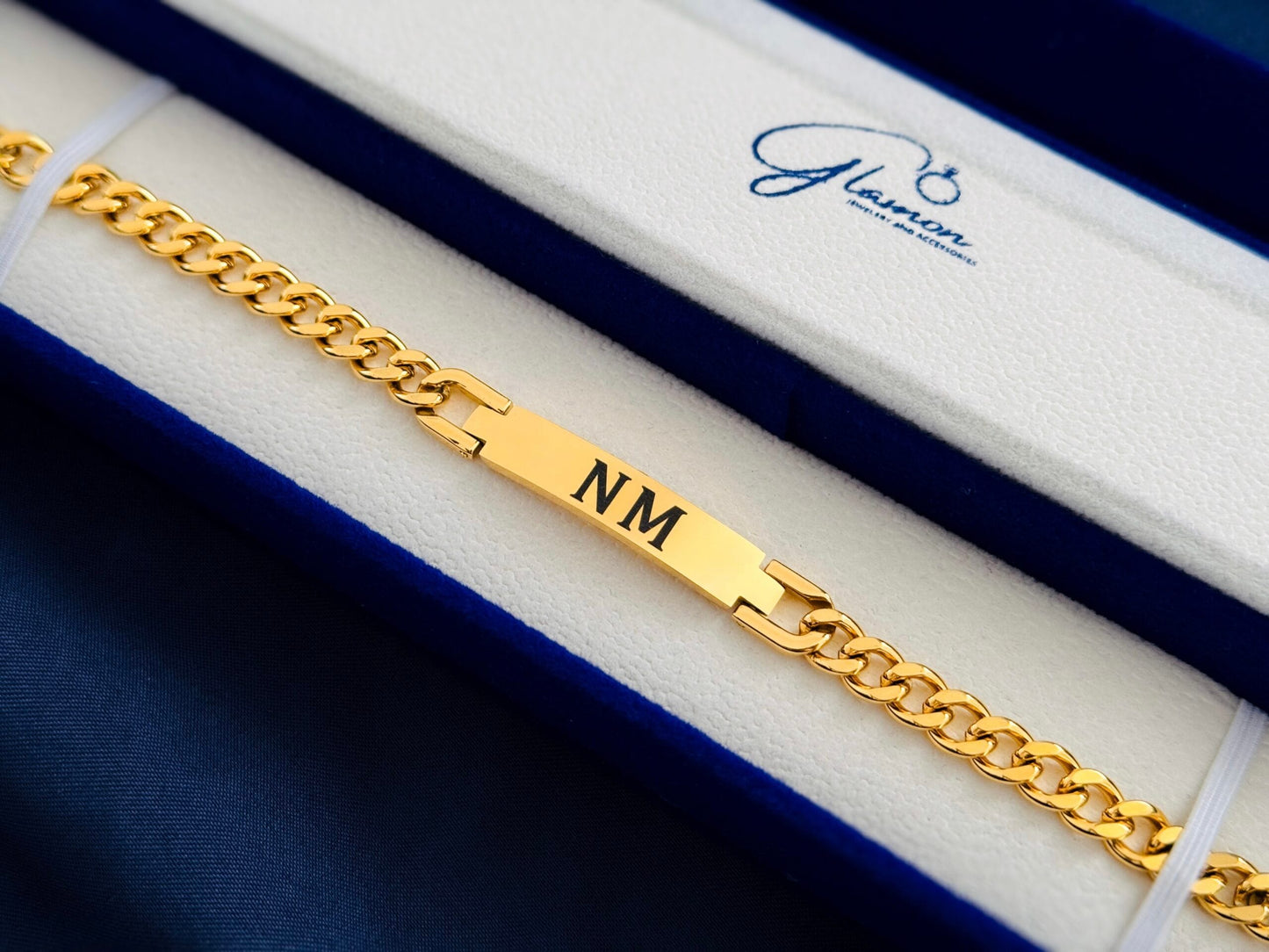 Name Bracelet For Boys - Latest Design - High Polished Premium Quality Finishing - GOLD Coated - Gift For Men