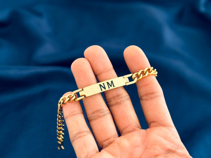 Name Bracelet For Boys - Latest Design - High Polished Premium Quality Finishing - GOLD Coated - Gift For Men