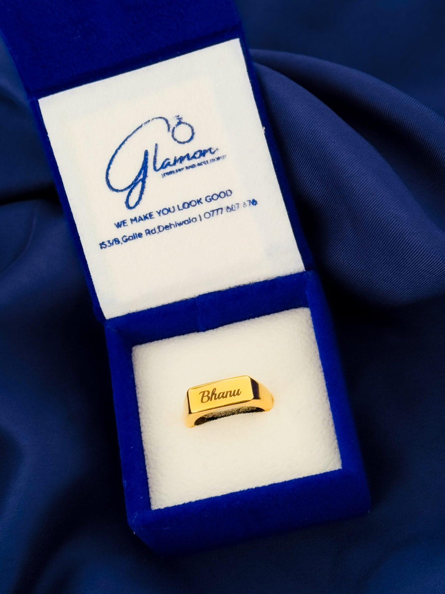 Glamon Customized Name Engraved Ring For Men -GOLD