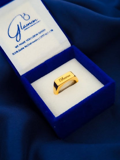 Glamon Customized Name Engraved Ring For Men -GOLD