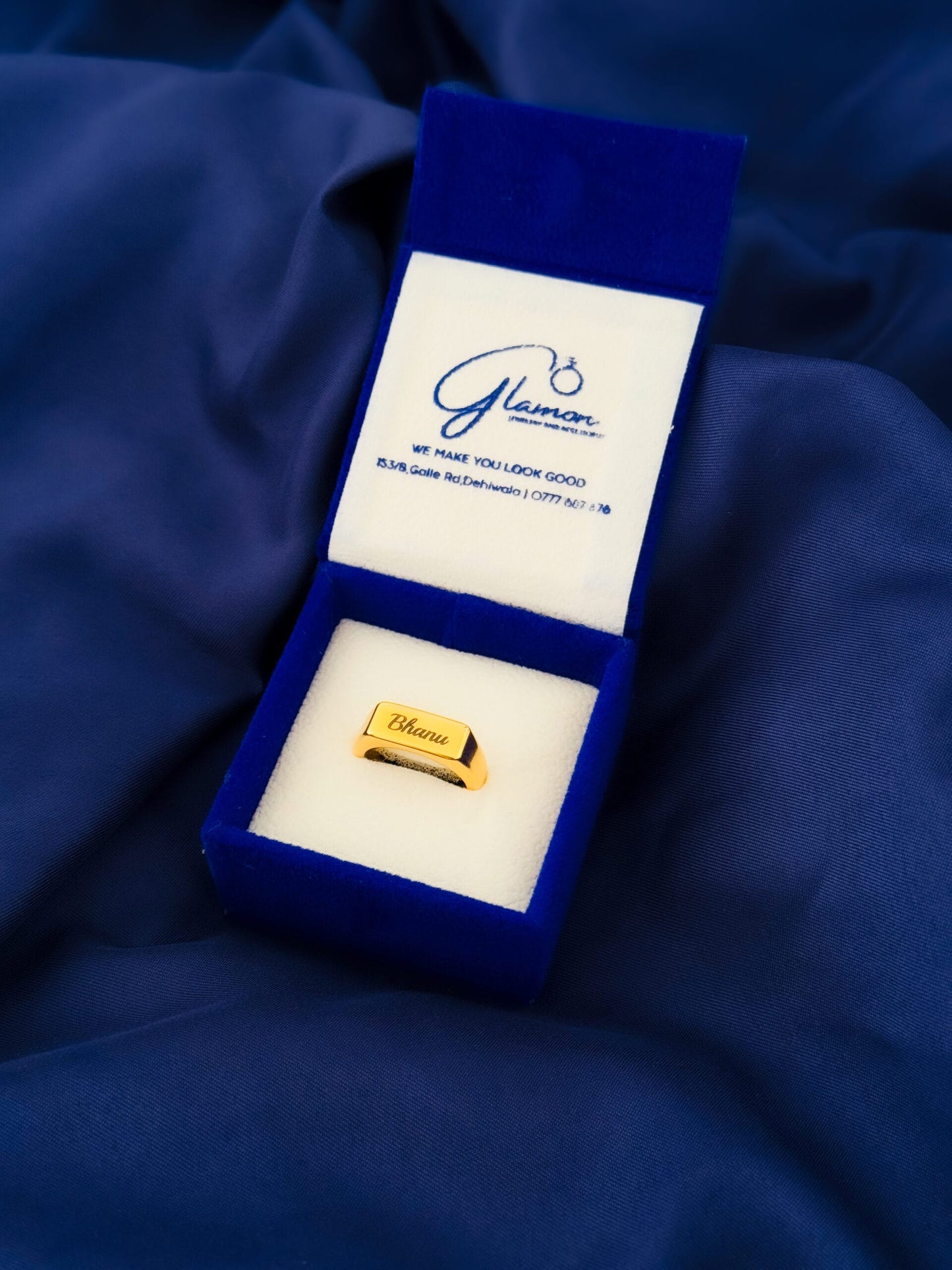 Glamon Customized Name Engraved Ring For Men -GOLD