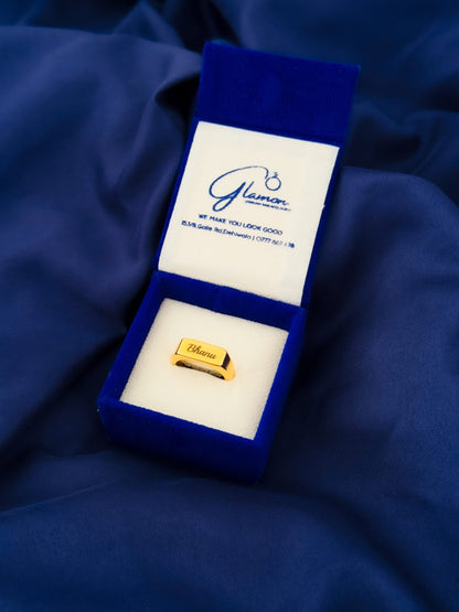 Glamon Customized Name Engraved Ring For Men -GOLD