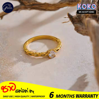 Glamon Golden Grace Ring - High Quality Gold Coated Girls Ring Gift
