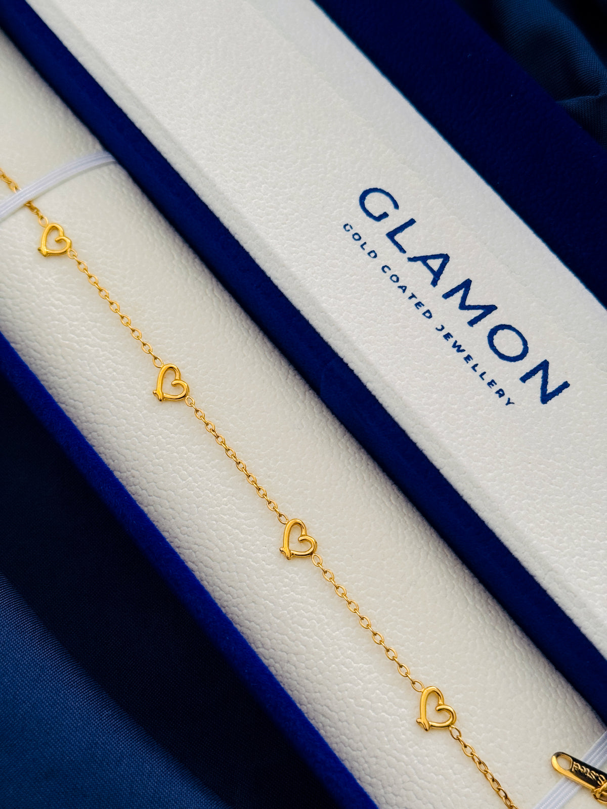 Glamon Love Link Gold Anklet for Women – Heart Charm Ankle Bracelet, Gold-Coated Stainless Steel Waterproof Jewellery, Romantic Gift for Her in Sri Lanka