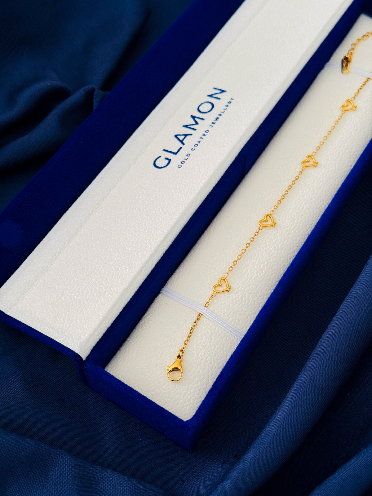 Glamon Love Link Gold Anklet for Women – Heart Charm Ankle Bracelet, Gold-Coated Stainless Steel Waterproof Jewellery, Romantic Gift for Her in Sri Lanka