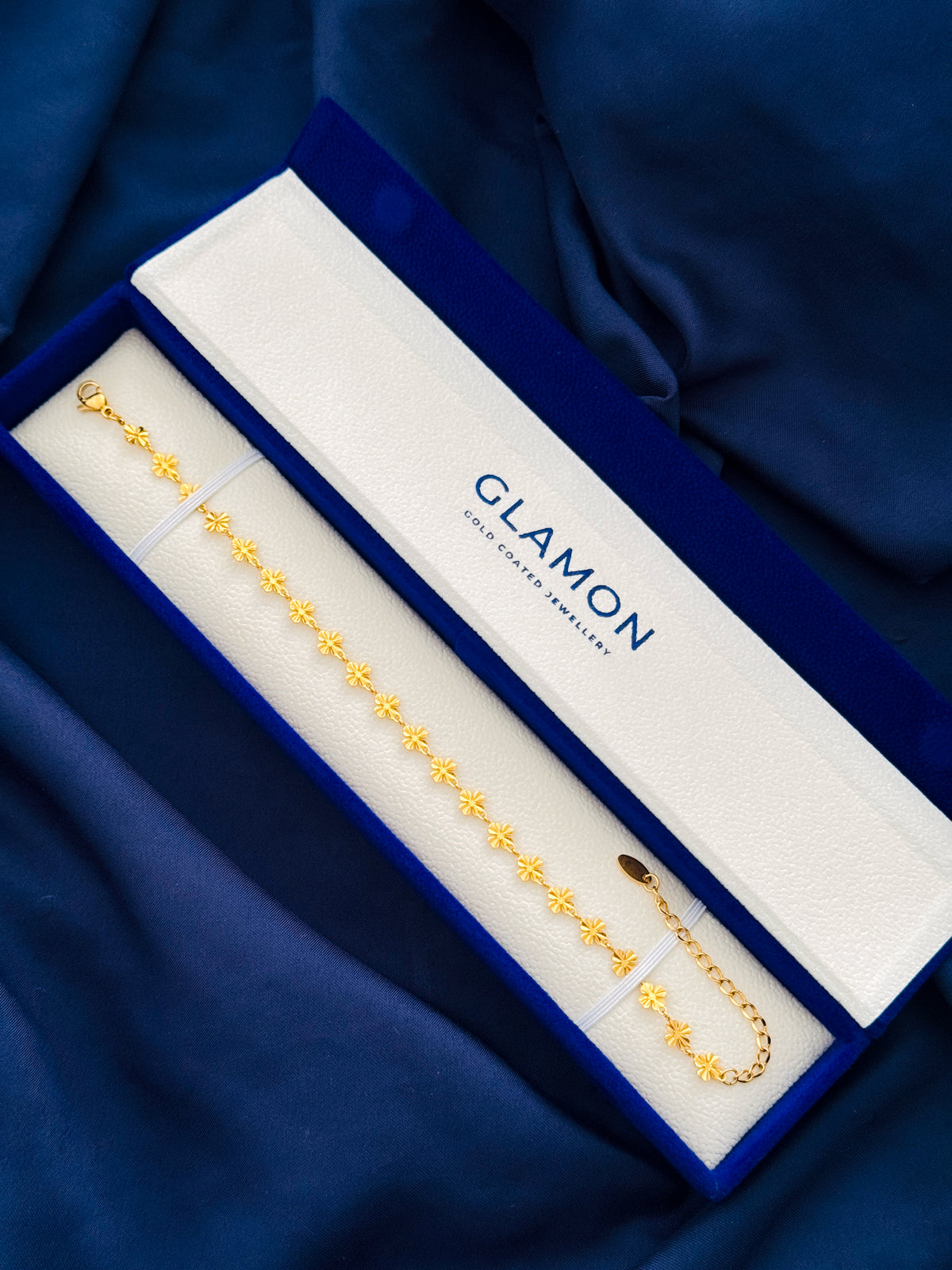 Glamon Fleur Gold Flower Anklet for Women – Adjustable Waterproof Gold-Coated Stainless Steel Ankle Bracelet, Luxury Jewellery Gift for Her in Sri Lanka