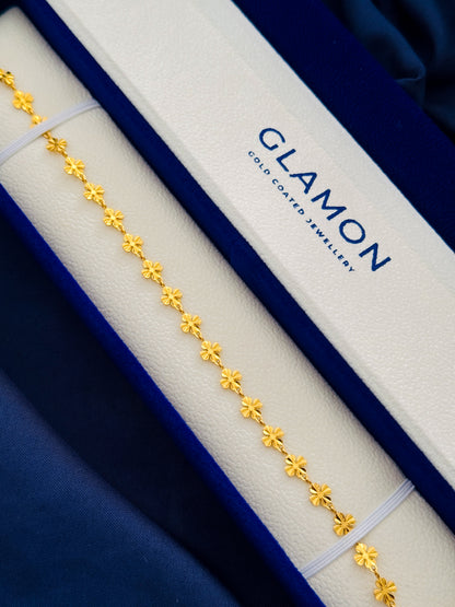 Glamon Fleur Gold Flower Anklet for Women – Adjustable Waterproof Gold-Coated Stainless Steel Ankle Bracelet, Luxury Jewellery Gift for Her in Sri Lanka