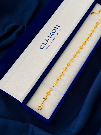 Glamon Fleur Gold Flower Anklet for Women – Adjustable Waterproof Gold-Coated Stainless Steel Ankle Bracelet, Luxury Jewellery Gift for Her in Sri Lanka