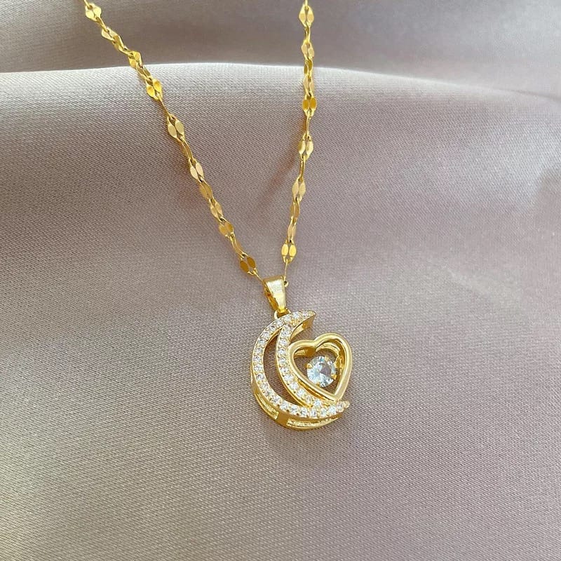 Glamon Moon Heart Pendant Necklace For Girls