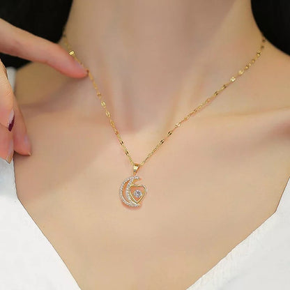 Glamon Moon Heart Pendant Necklace For Girls