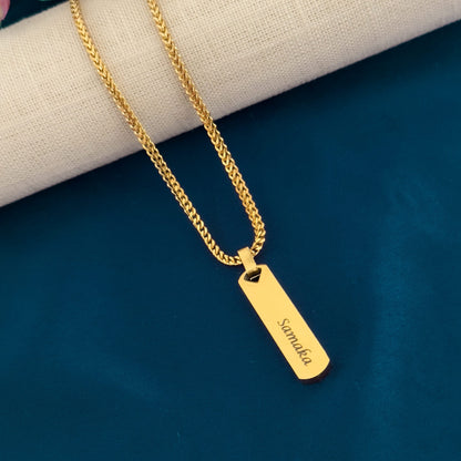 Glamon Customized Name Necklace - Diamond Cut Franco Chain and Name Pendant -GOLD