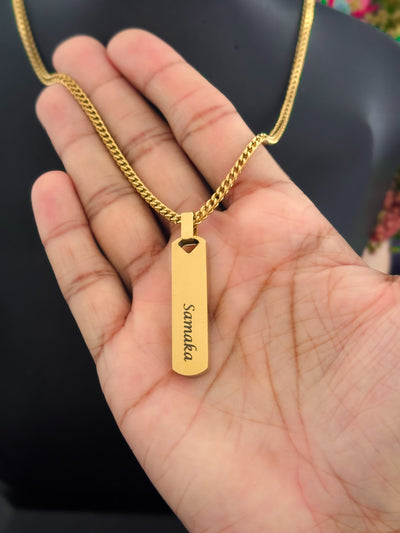 Glamon Customized Name Necklace - Diamond Cut Franco Chain and Name Pendant -GOLD