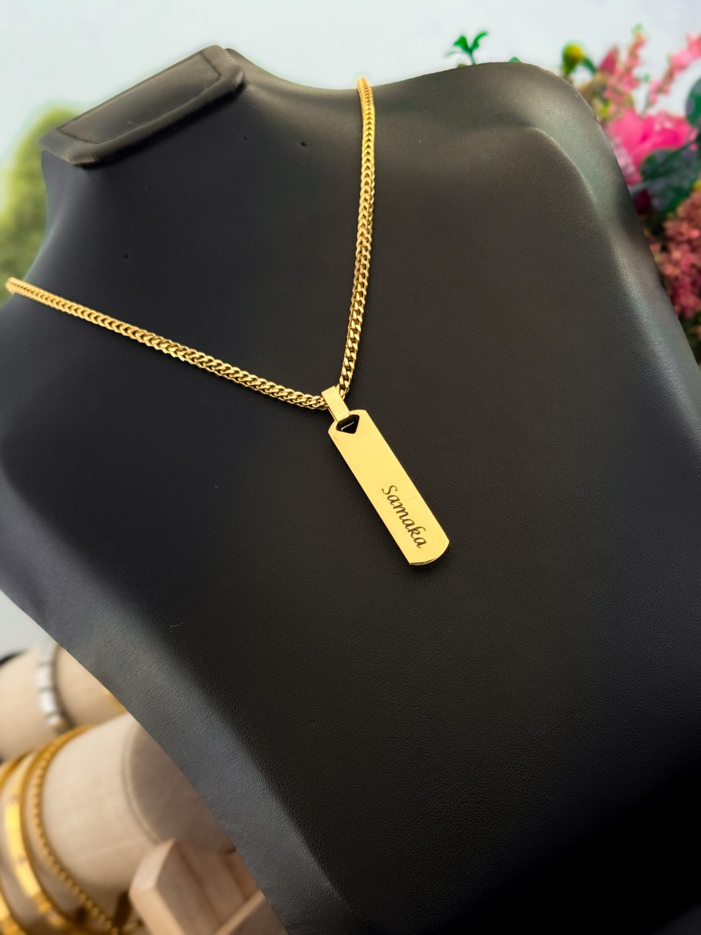 Glamon Customized Name Necklace - Diamond Cut Franco Chain and Name Pendant -GOLD