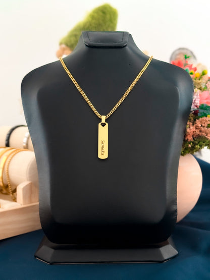 Glamon Customized Name Necklace - Diamond Cut Franco Chain and Name Pendant -GOLD