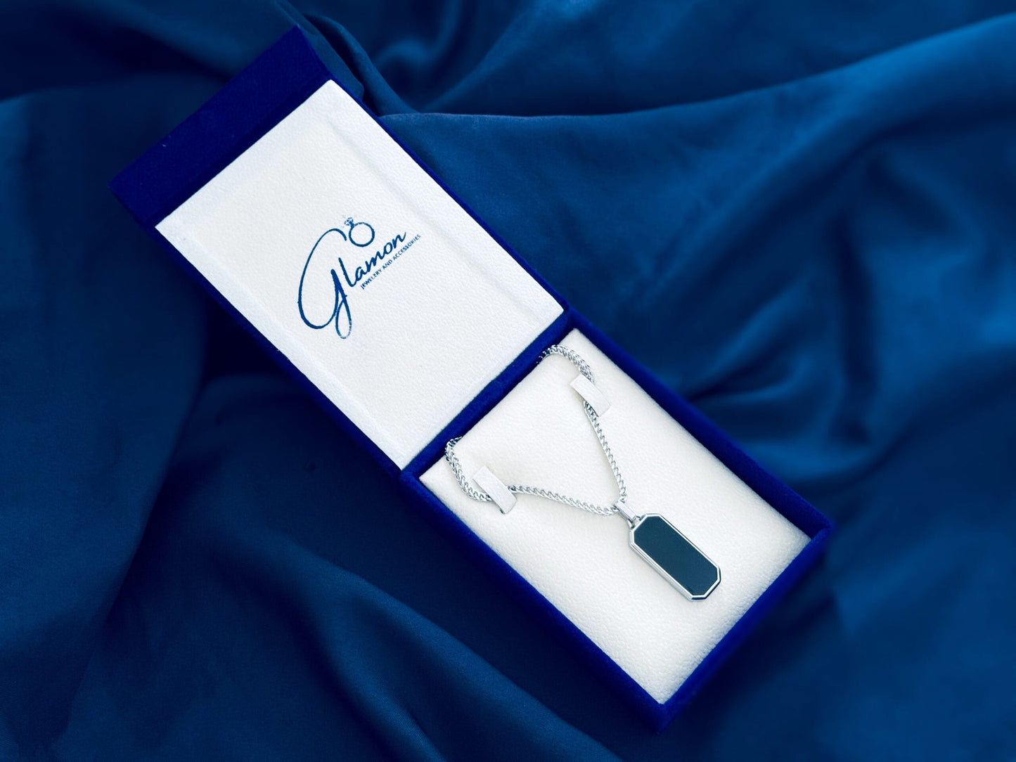 Glamon High Quality Black Box Pendant With Franco Chain Necklace - SILVER - Never Fade - Gift For Boy