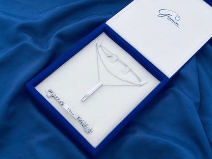 Bundle Offer-Customized Name Bracelet and Necklace For Men-With Gift Box-SILVER