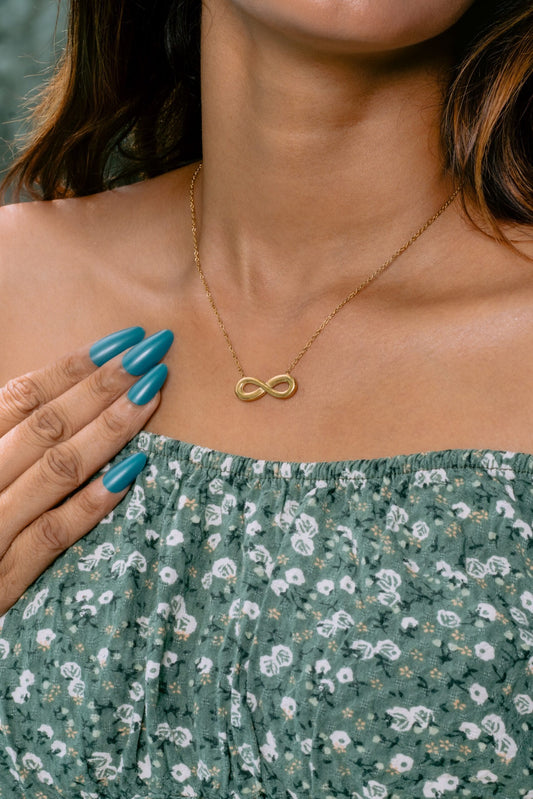Glamon Infinity Necklace For Girls Waterproof Gold-Coated Stainless Steel