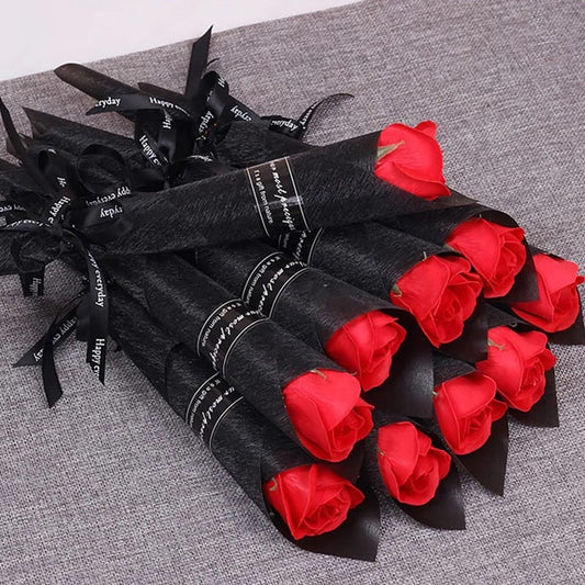 Roses Soap Flowers 1 piece Romantic Valentines Mother's Day Gift Wedding Bouquet Home Decorations Artificial Fake Flowers