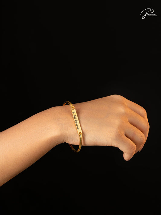 Customized Name Engraved Bangle Bracelet For Girls - Gold Coated High Quality