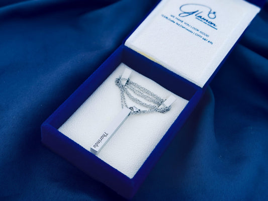 Glamon Customized Name Necklace Gift For Girls Boys - UNISEX Pendant - SILVER- FREE Box and Gift Bag