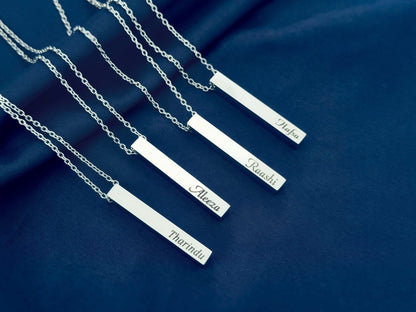 Glamon Customized Name Necklace Gift For Girls Boys - UNISEX Pendant - SILVER- FREE Box and Gift Bag