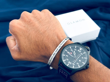 Customized Adjustable Name Engraved Cuff Bangle For Boys High Quality Bracelet With Gift Box