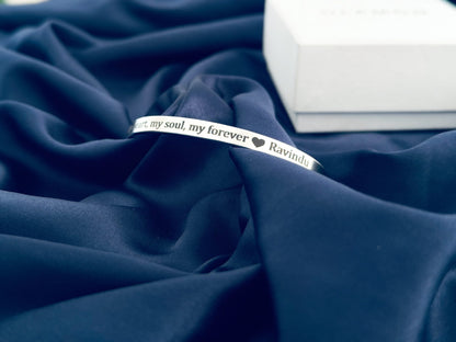 Customized Adjustable Name Engraved Cuff Bangle For Boys High Quality Bracelet With Gift Box