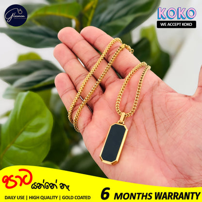 Glamon Gold Coated Geomatric Pendant With Diamond Cut Franco Box Chain High Quality Waterproof Necklace Jewellery Gift For Boys