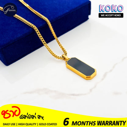 Glamon Gold Coated Geomatric Pendant With Diamond Cut Franco Box Chain High Quality Waterproof Necklace Jewellery Gift For Boys
