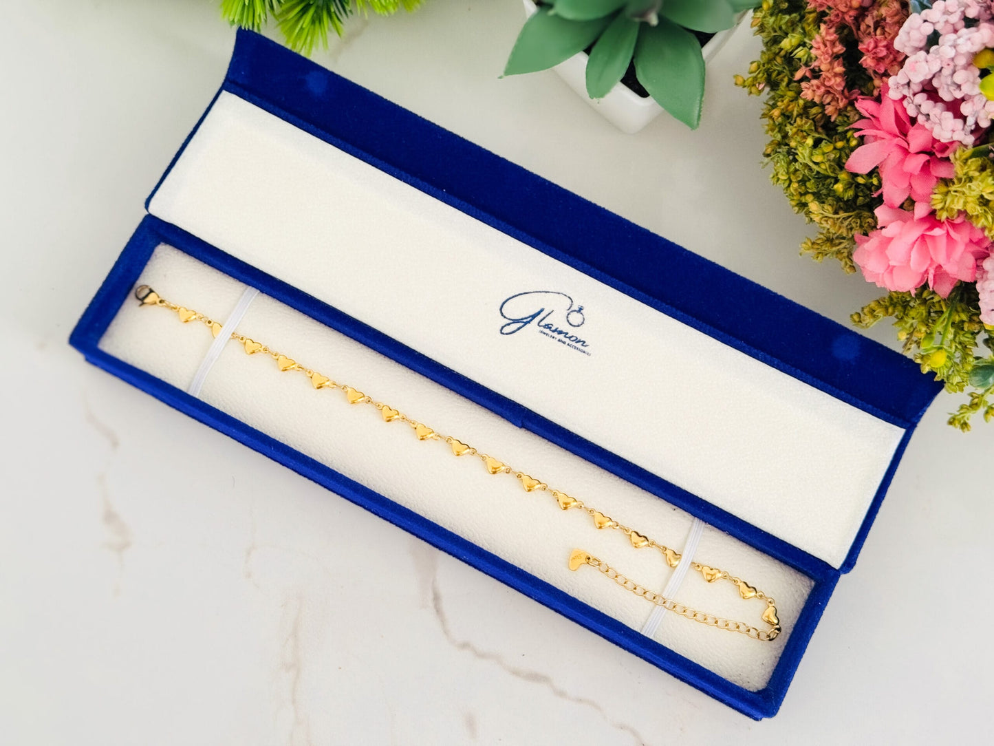 Glamon Gold Coated Pure Heart Anklet For Girls High Quality Waterproof Beach Jewellery