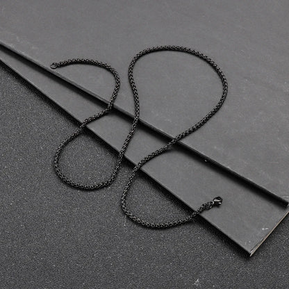 Glamon Stainless Steel Black Color Wheat Chain For Men Women
