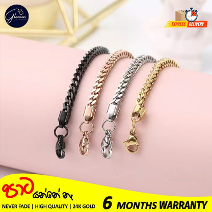 Diamond cut franco chain 3mm Thick Stainless Steel Necklace for men women Gold/Silver/Black chain