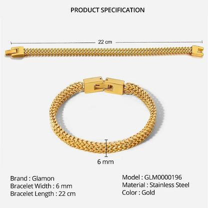 6mm Thick Double Franco Chain Gold Bracelet For Men High Quality Stainless Steel Diamond Cut Bali Foxtail Link Mens Bracelet Boys Gift Items Birthday