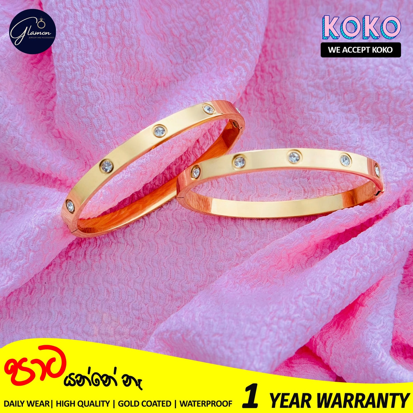 Glamon Luxury Gold Coated Cartier Love Bangle High Quality Bracelet For Women