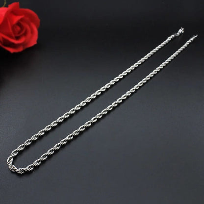 3mm-5mm Rope Chain Necklace Stainless Steel Never Fade Waterproof Men Women Necklaces