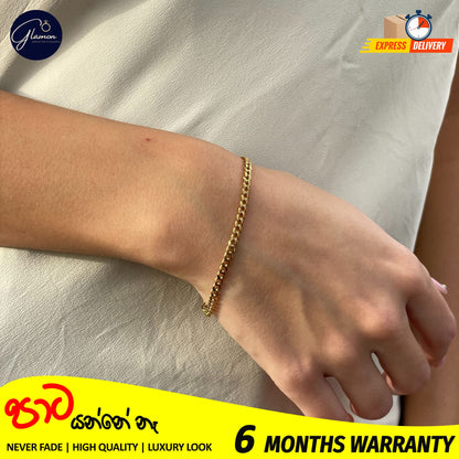 4mm Cuban Link Bracelet Gold Color Waterproof