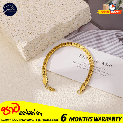 Full Sideways Stamped Stainless Steel Gold Plated Bracelet For Men High Quality